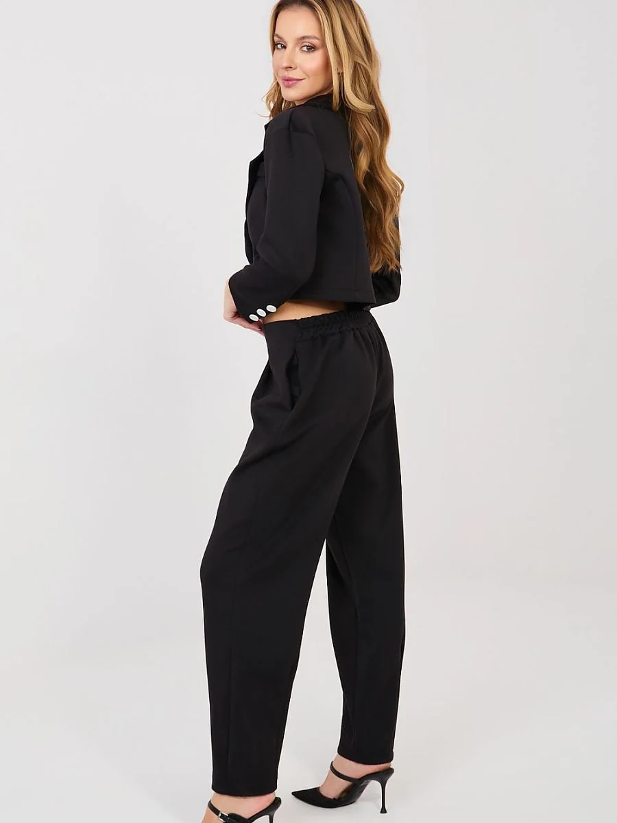 Ensemble noir, veste courte croisée et pantalon - Rue Paris - Vestiaire Clair