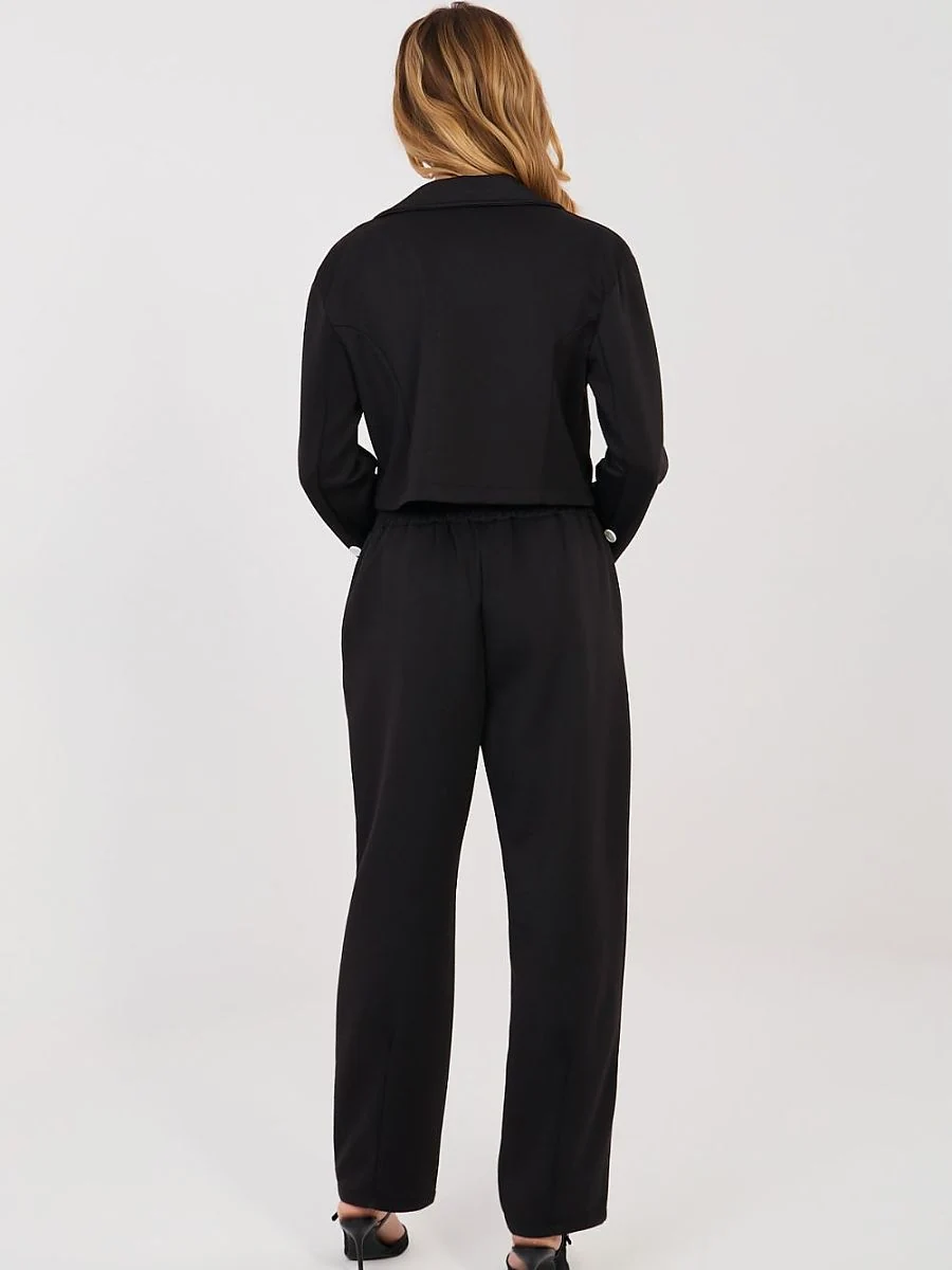 Ensemble noir, veste courte croisée et pantalon - Rue Paris - Vestiaire Clair