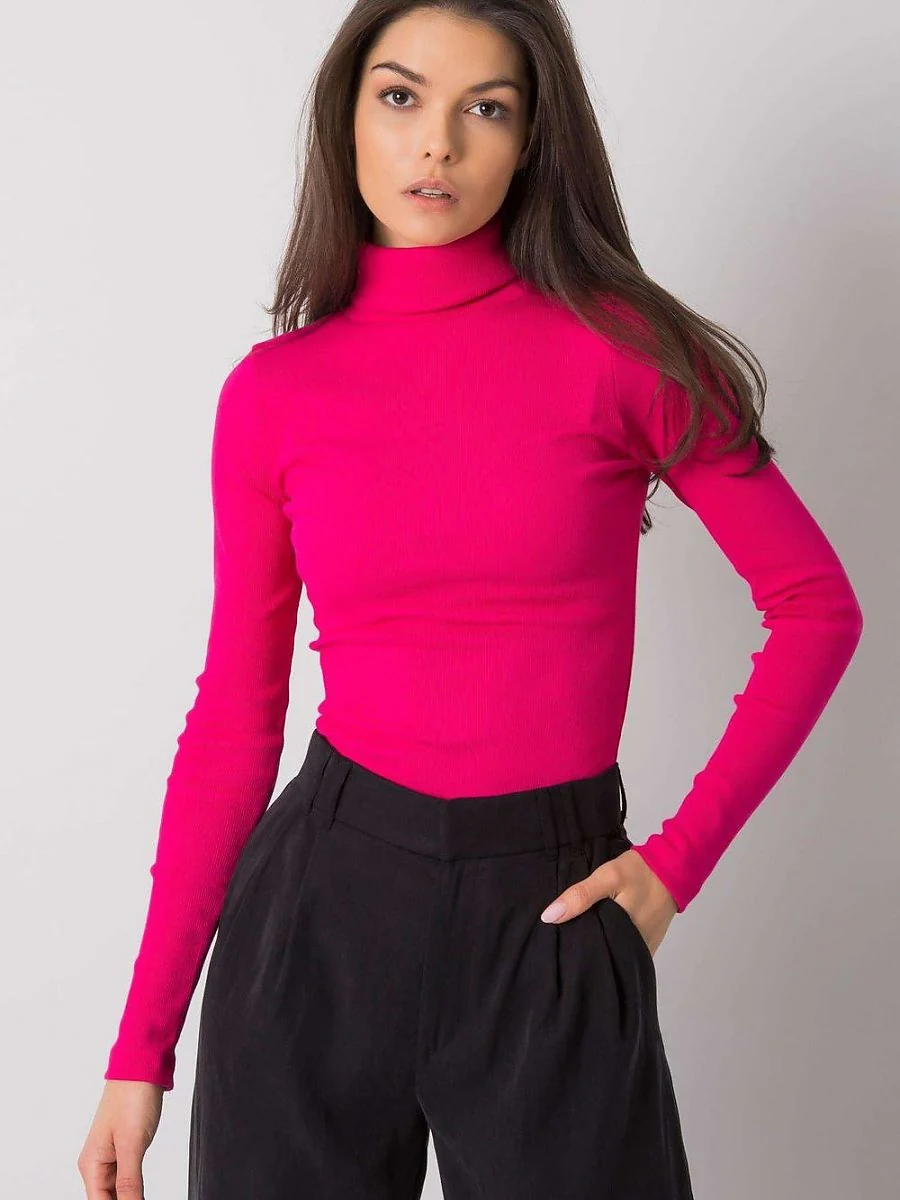 Haut rose ajusté à col roulé en coton - Rue Paris - Vestiaire Clair