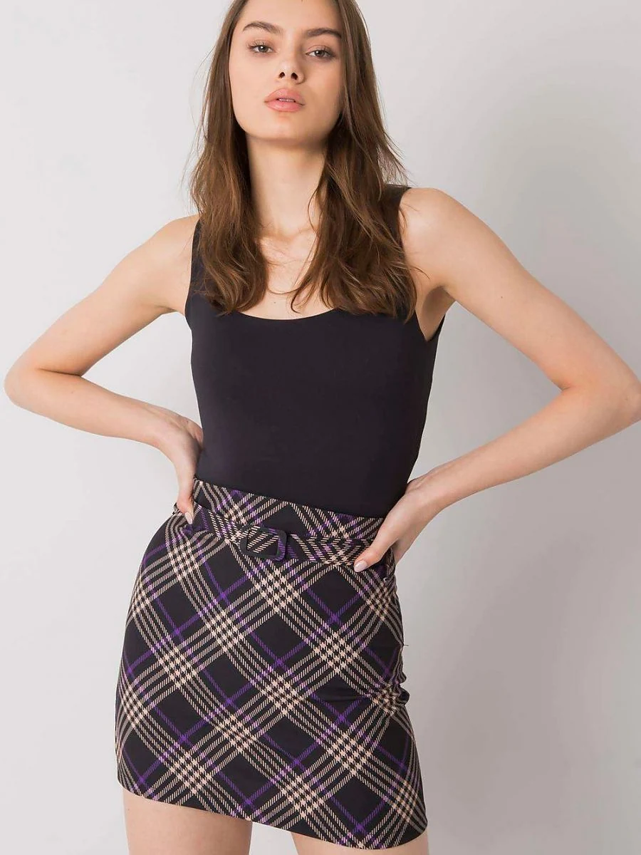 Jupe noire à carreaux - Italy Moda - Vestiaire Clair