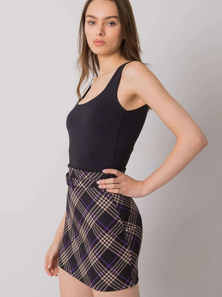 Jupe noire à carreaux - Italy Moda - Vestiaire Clair
