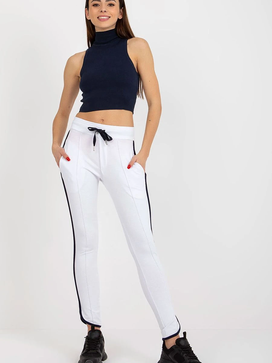 Pantalon blanc à bandes contrastantes — Rue Paris - Vestiaire Clair
