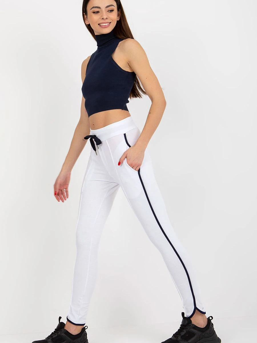 Pantalon blanc à bandes contrastantes - Rue Paris - vue 4