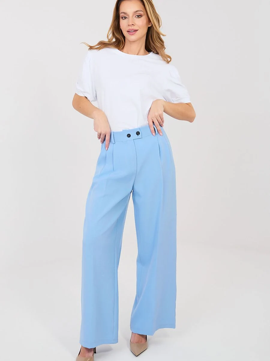 Pantalon bleu large à taille haute - Rue Paris - Vestiaire Clair