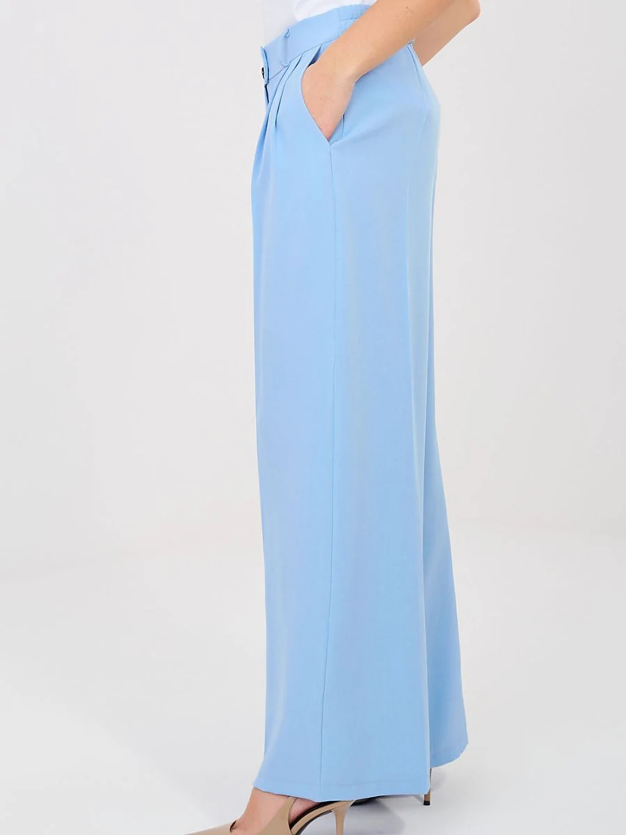 Pantalon bleu large à taille haute - Rue Paris - Vestiaire Clair
