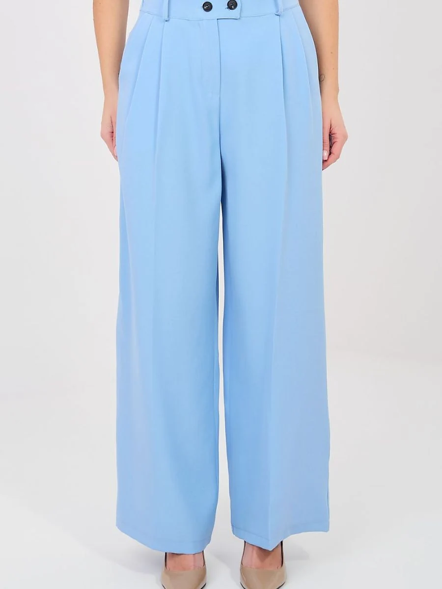 Pantalon bleu large à taille haute - Rue Paris - Vestiaire Clair
