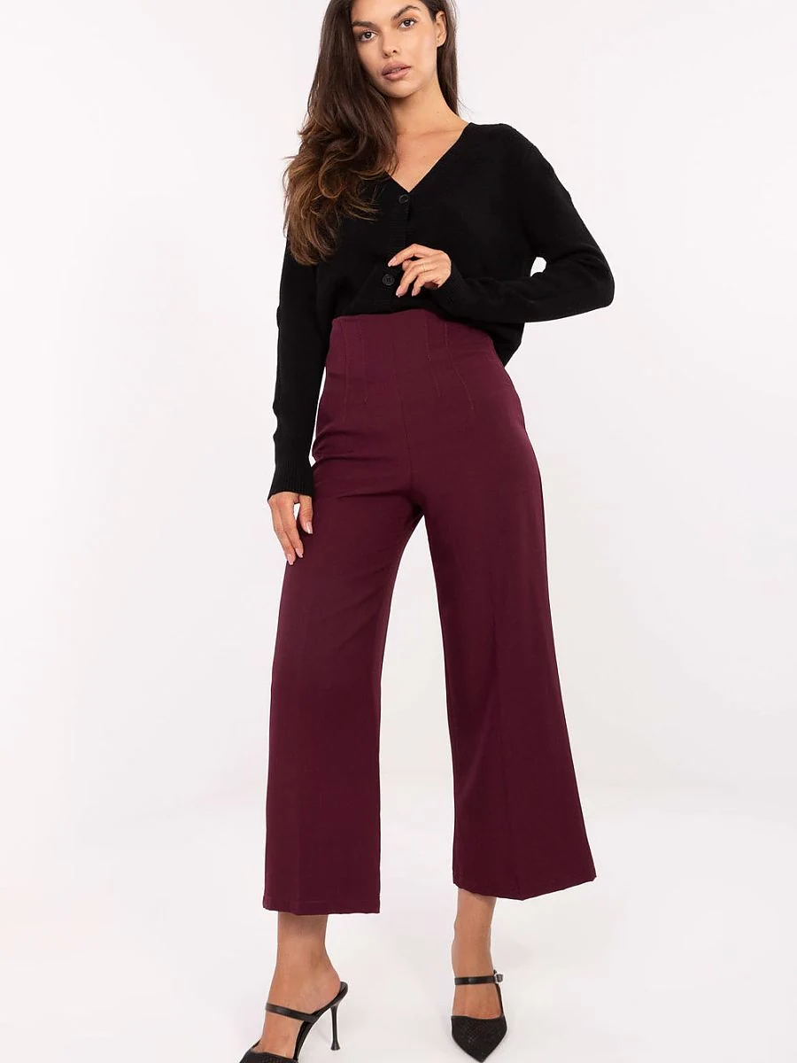 Pantalon culotte rouge à taille haute - Rue Paris - Vestiaire Clair