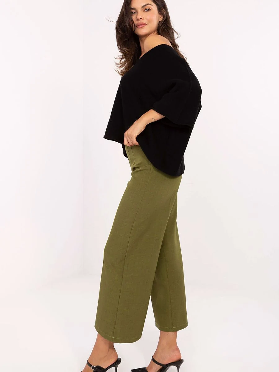Pantalon culotte vert à taille haute - Rue Paris - Vestiaire Clair