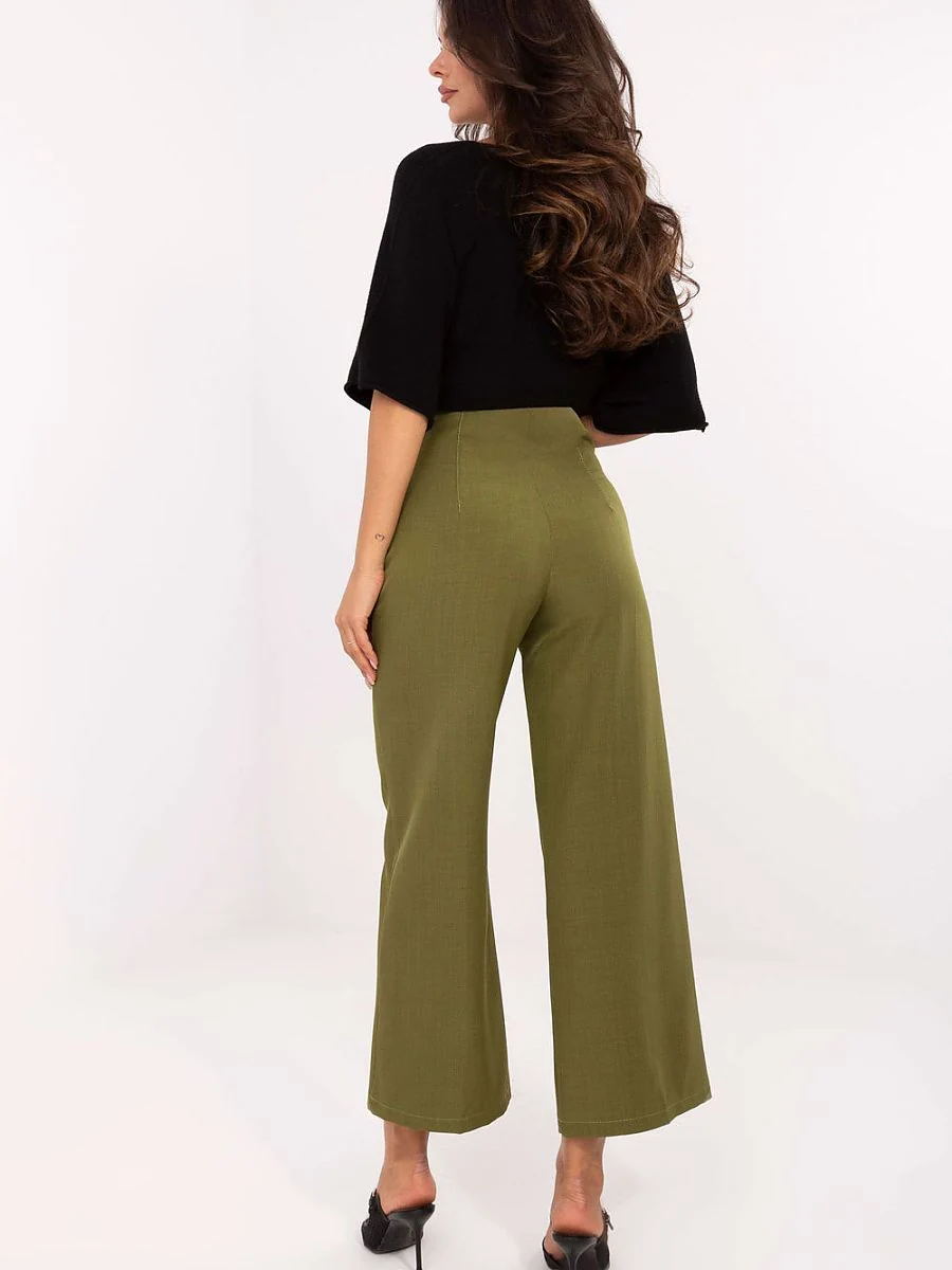 Pantalon culotte vert à taille haute - Rue Paris - Vestiaire Clair