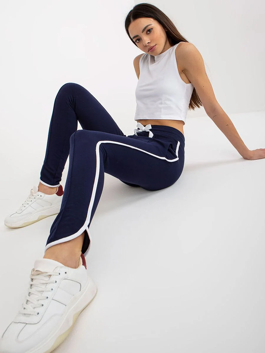 Pantalon de jogging bleu marine à bandes contrastantes - Rue Paris - Vestiaire Clair