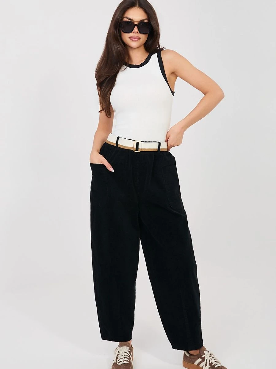 Pantalon noir en velours côtelé - Rue Paris - vue 3