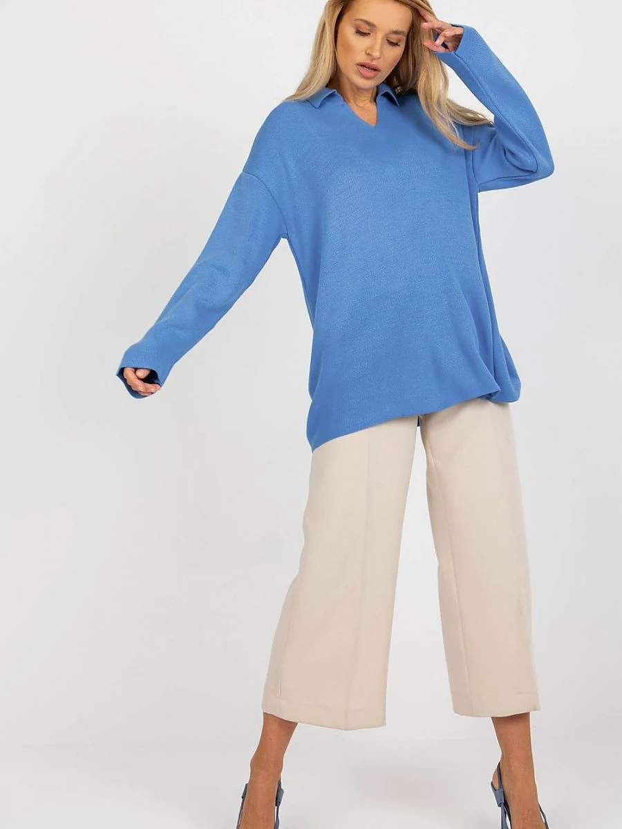 Pull bleu ample à encolure cœur - Rue Paris - Vestiaire Clair