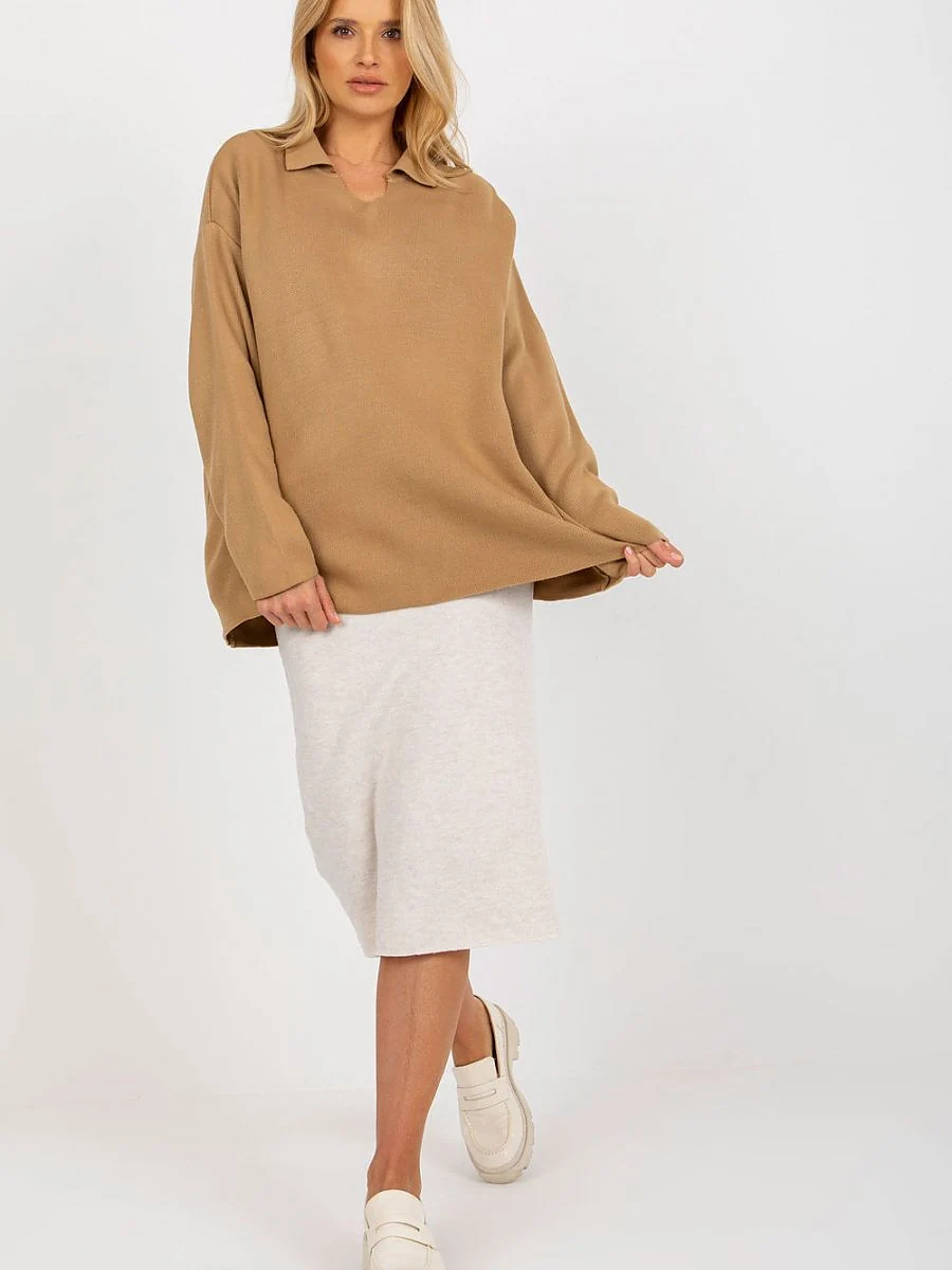 Pull brun ample à encolure cœur - Rue Paris - Vestiaire Clair