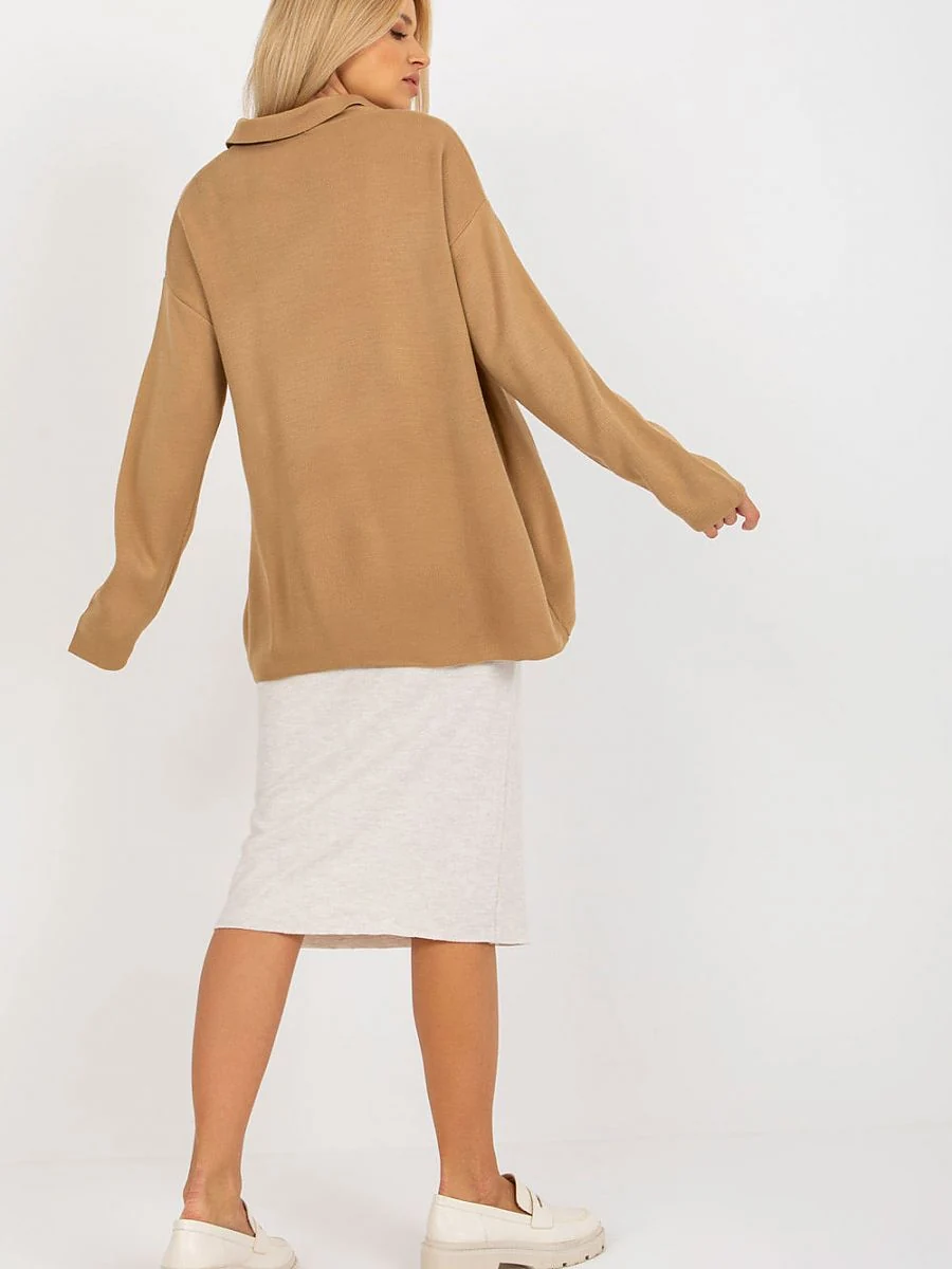 Pull brun ample à encolure cœur - Rue Paris - Vestiaire Clair