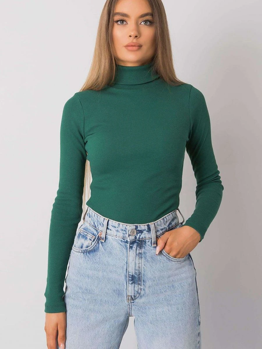 Pull col roulé ajusté vert — Rue Paris - Photo 1