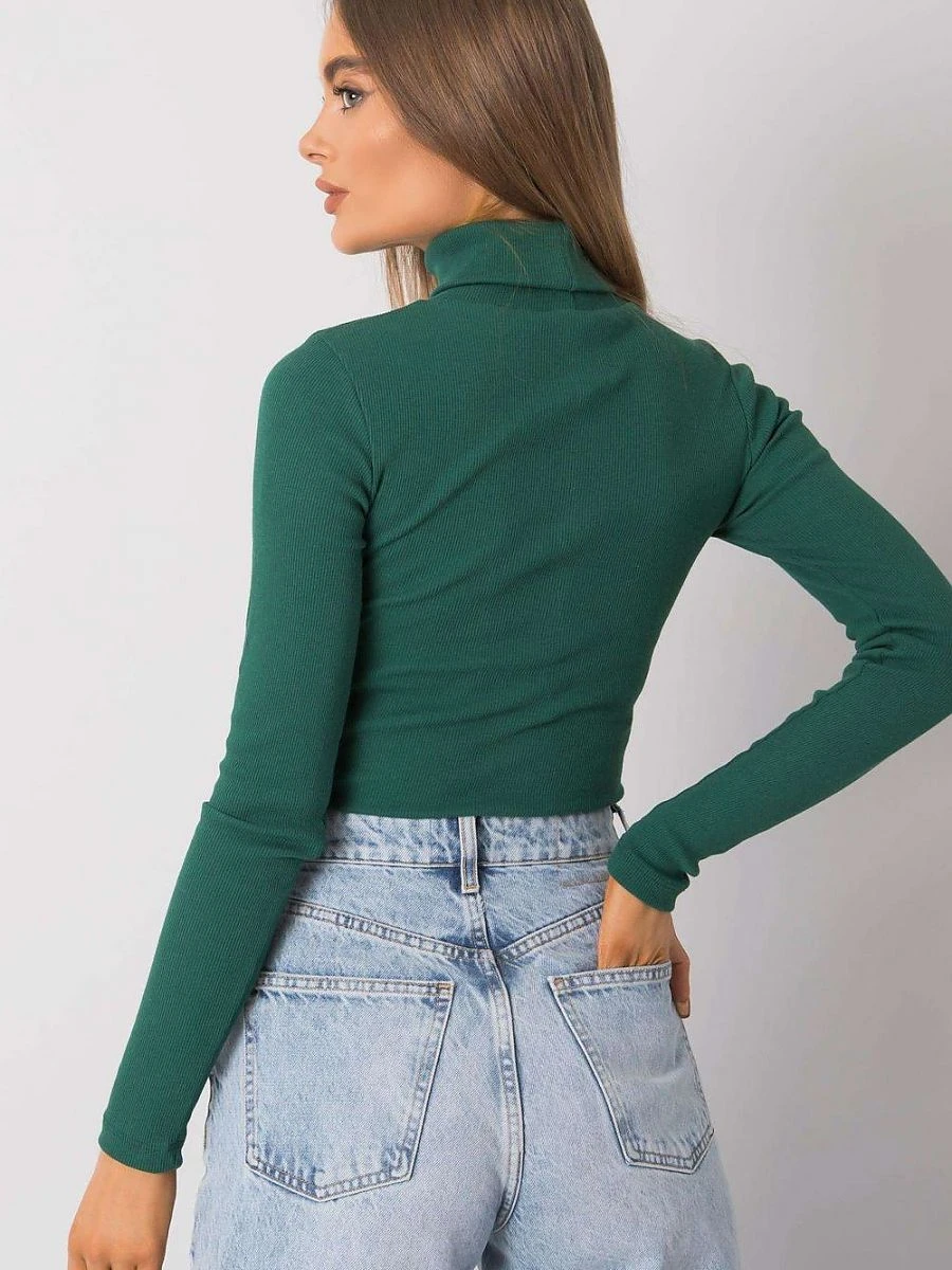 Pull col roulé ajusté vert — Rue Paris - Photo 3