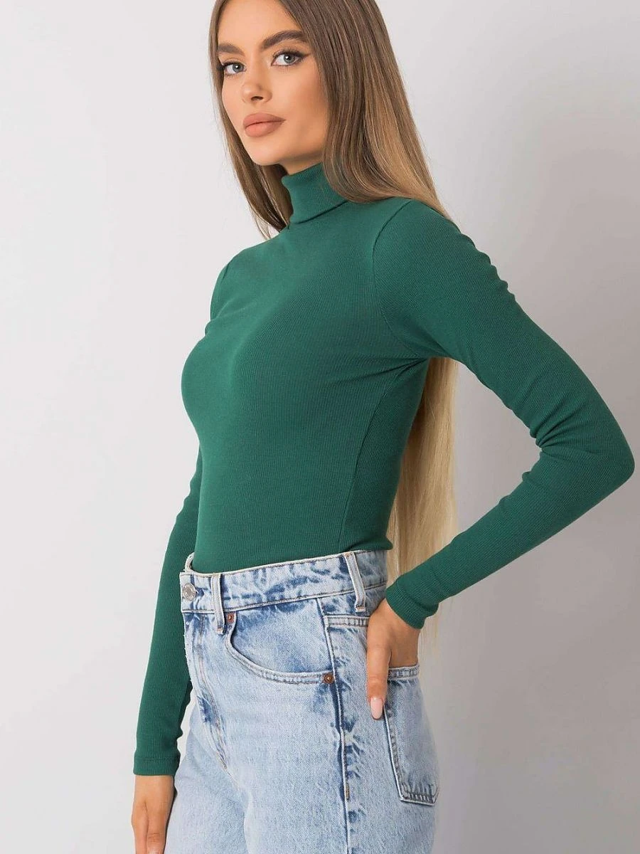 Pull col roulé ajusté vert — Rue Paris - Photo 4