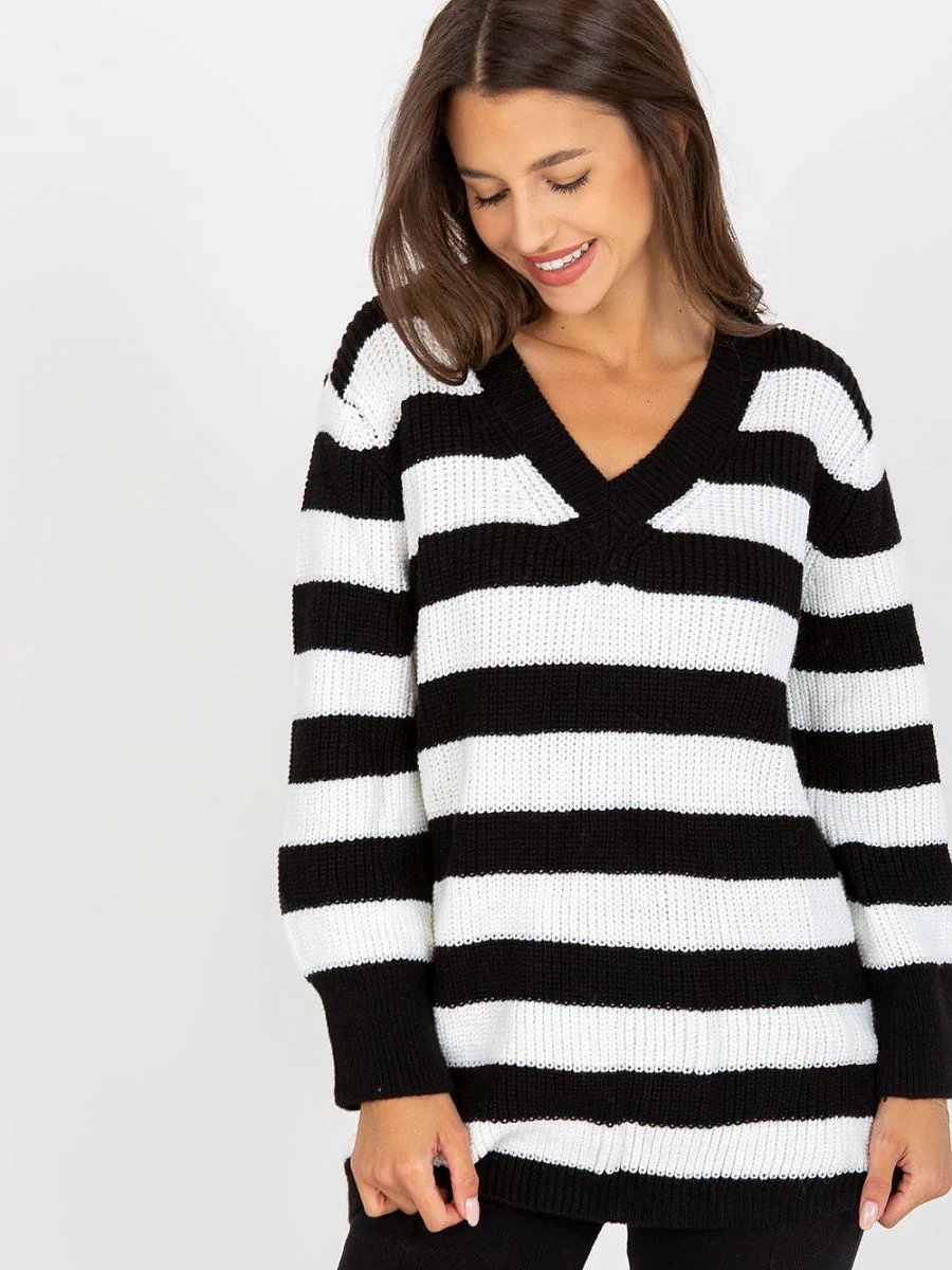 Pull noir long et ample avec laine - Rue Paris - Vestiaire Clair