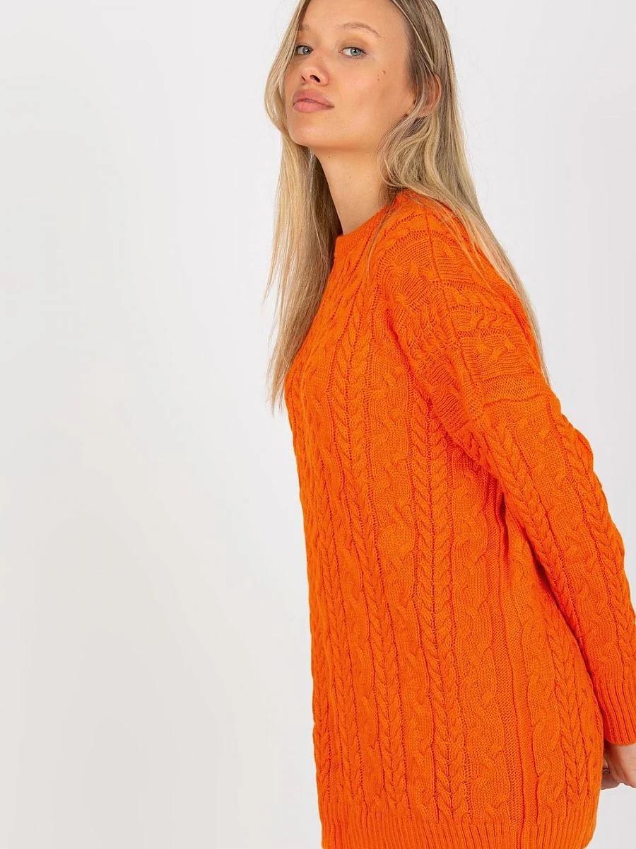 Pull orange long à col rond - Rue Paris - Vestiaire Clair