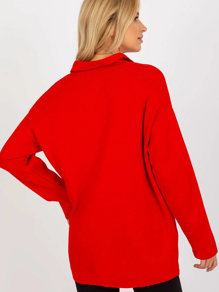 Pull rouge ample à encolure cœur - Rue Paris - Vestiaire Clair