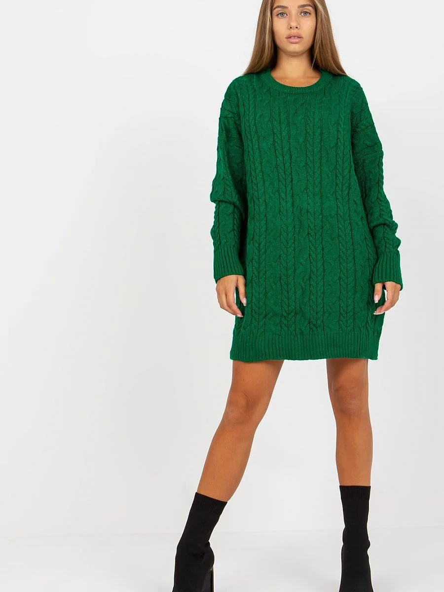 Pull vert long à col rond - Rue Paris - Vestiaire Clair