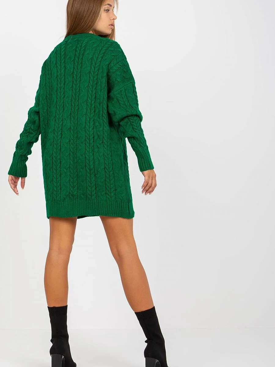 Pull vert long à col rond - Rue Paris - Vestiaire Clair