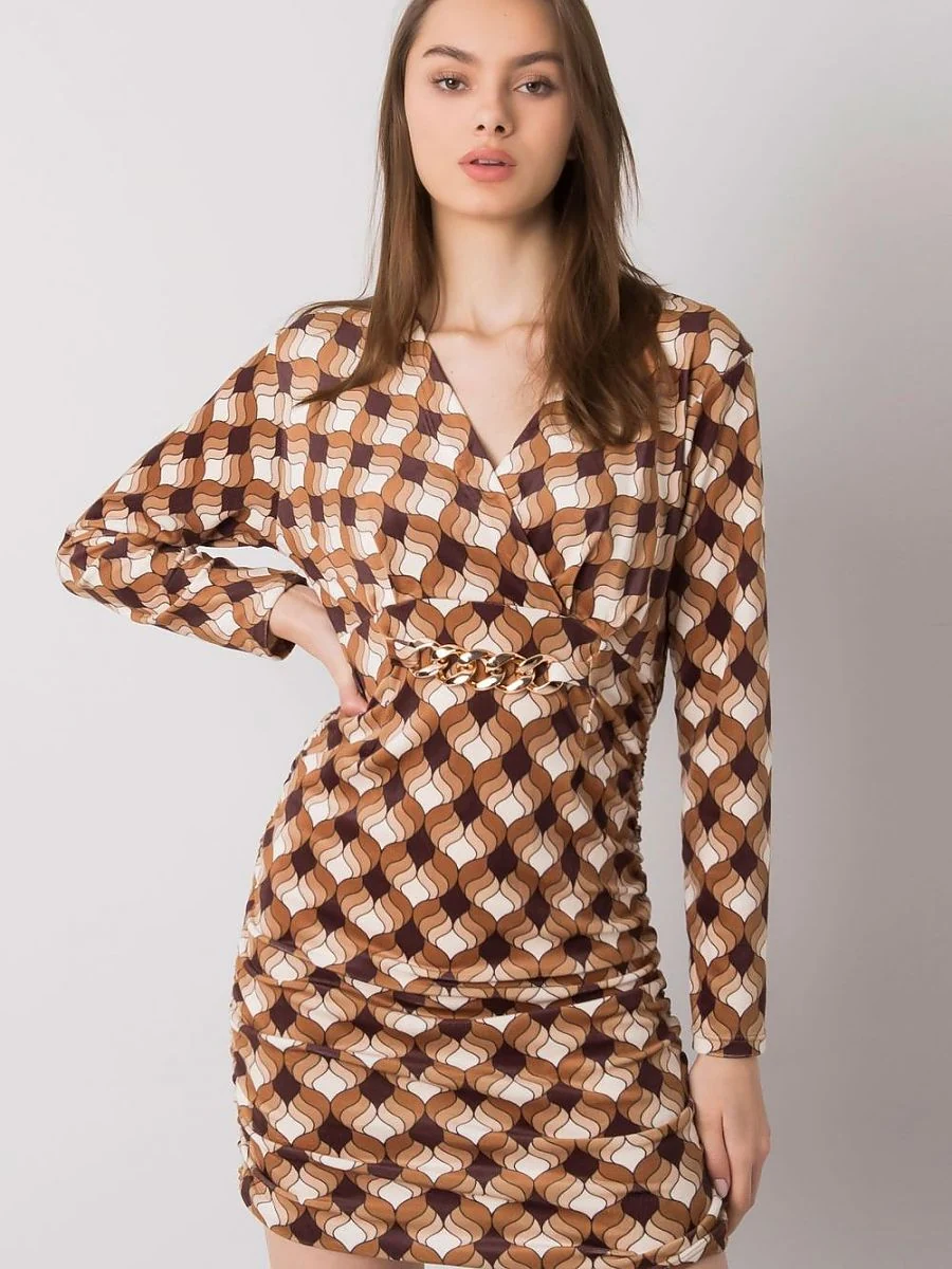 Robe brune effet velours - Italy Moda - Vestiaire Clair