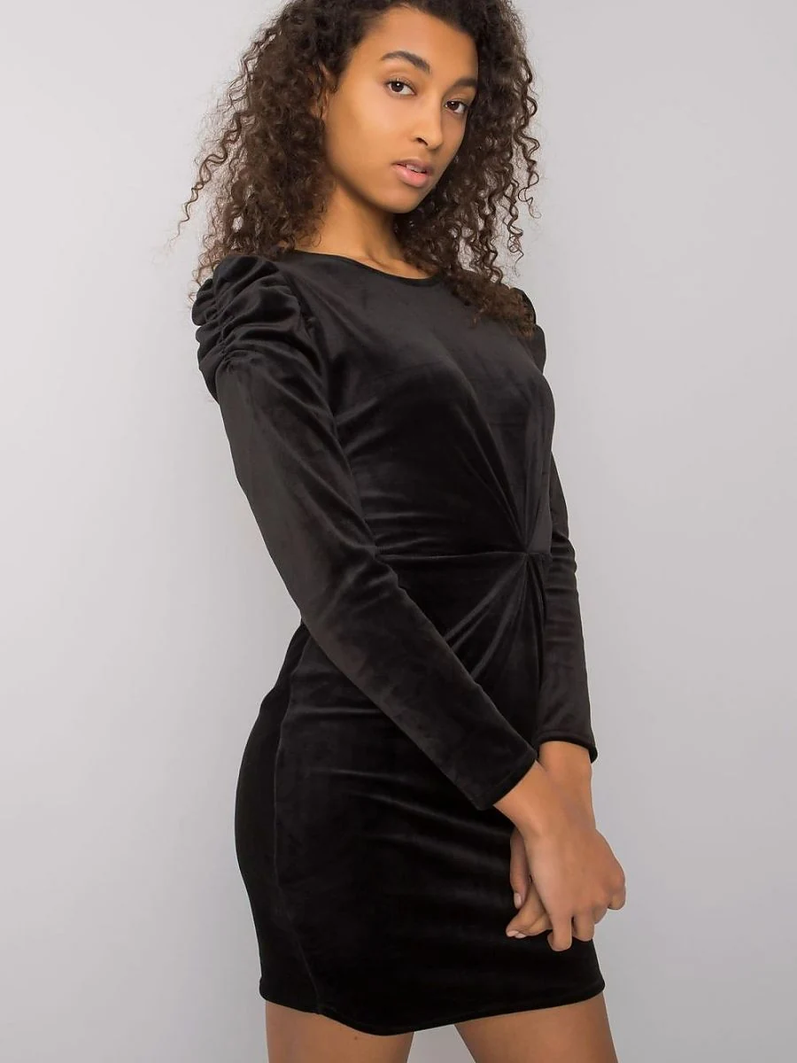 Robe noire effet velours ajustée - Rue Paris - Vestiaire Clair