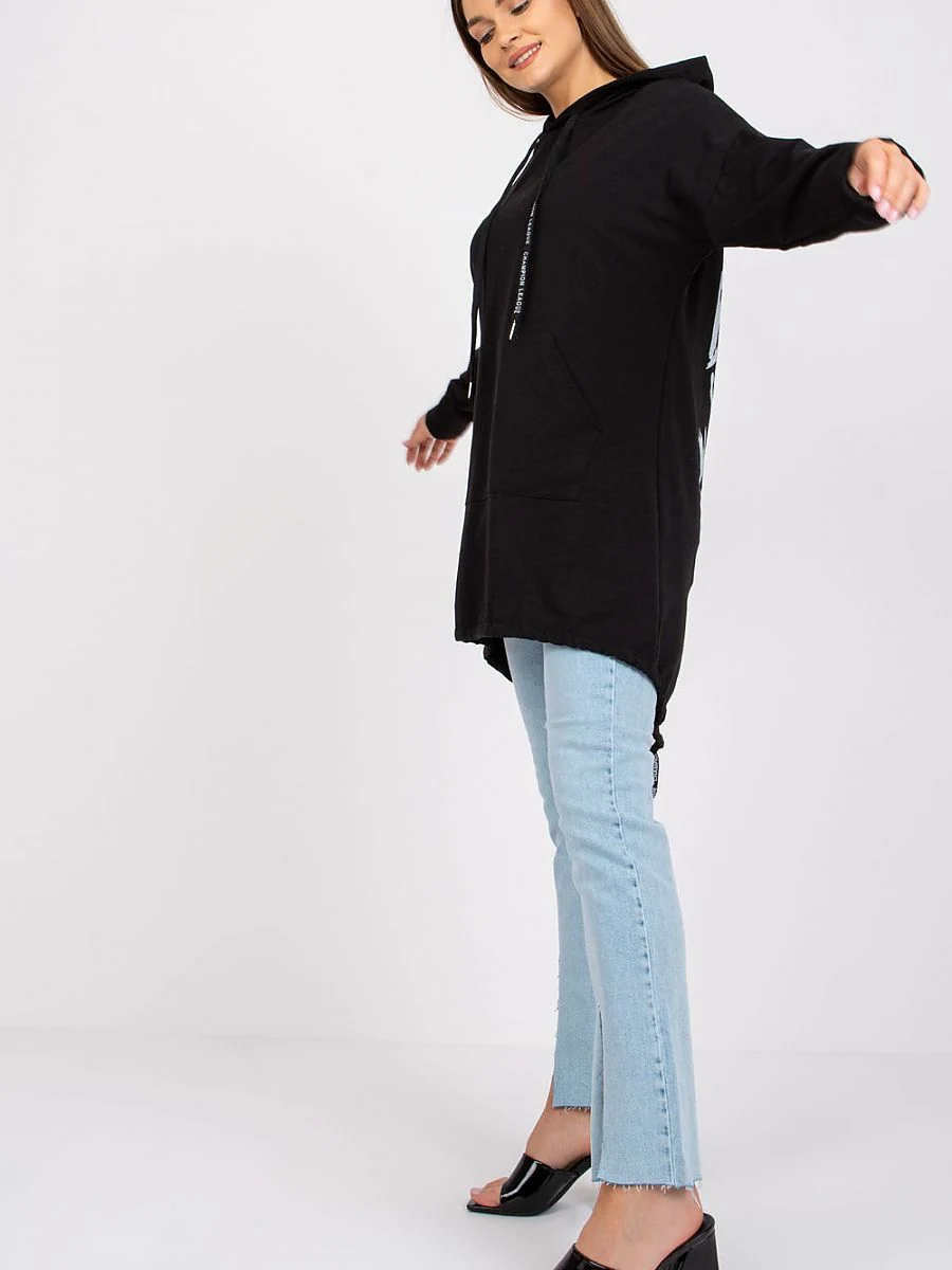 Sweat noir à capuche long - Italy Moda - Vestiaire Clair