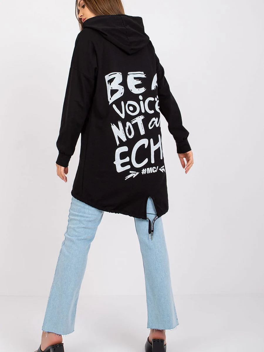 Sweat noir à capuche long - Italy Moda - Vestiaire Clair