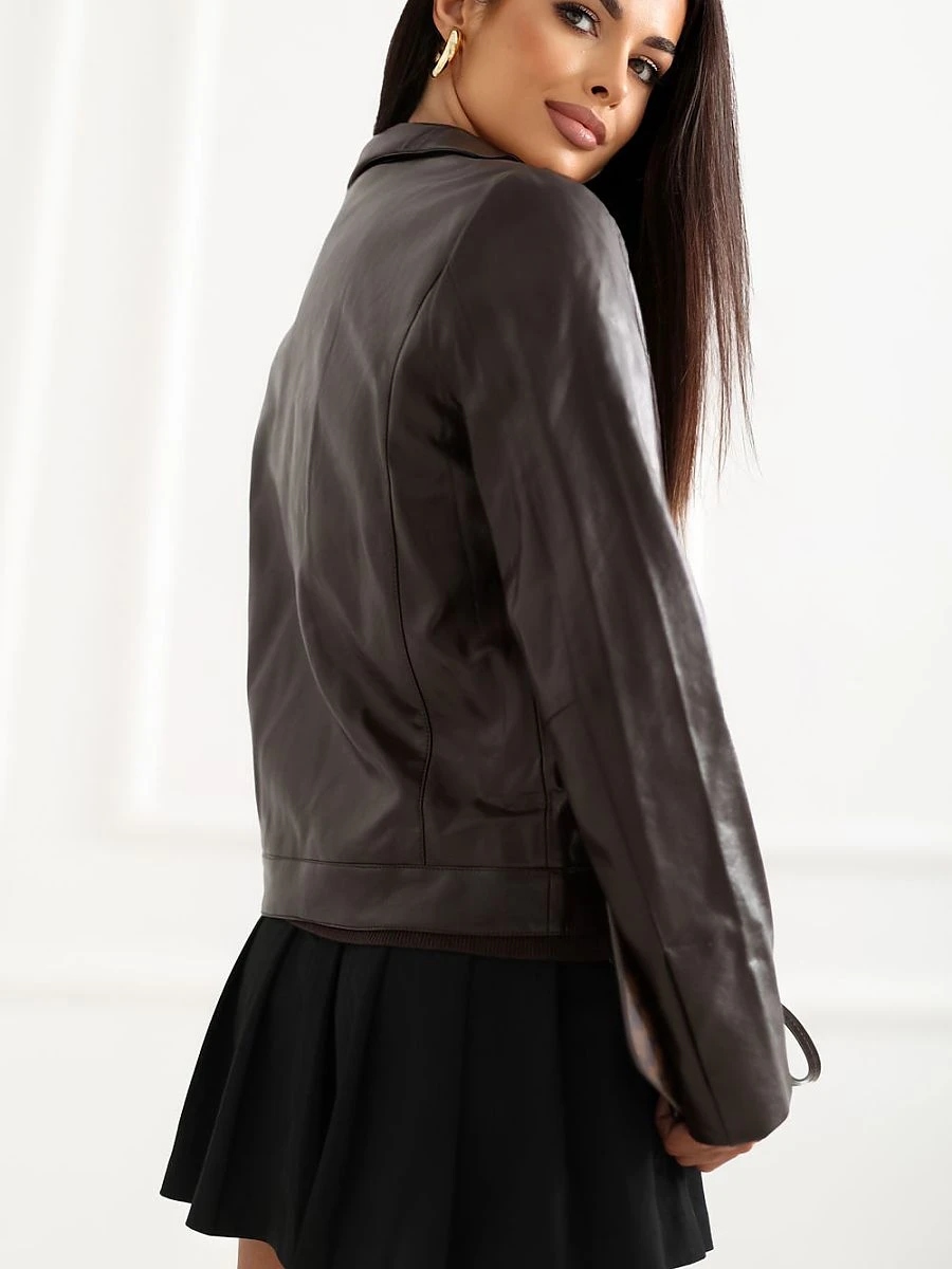 Veste brune à col montant — Italy Moda - Photo 3