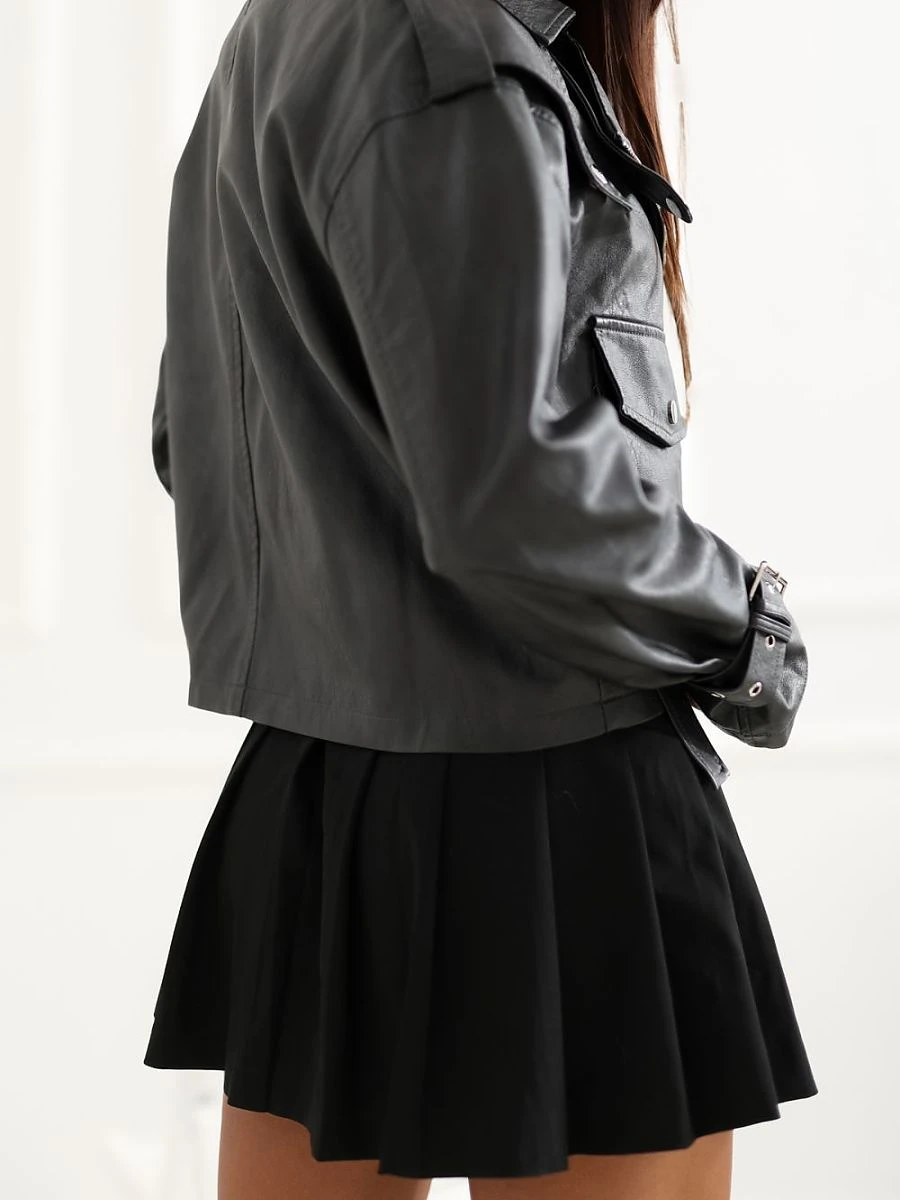 Veste noire à zip asymétrique — Italy Moda - Photo 4