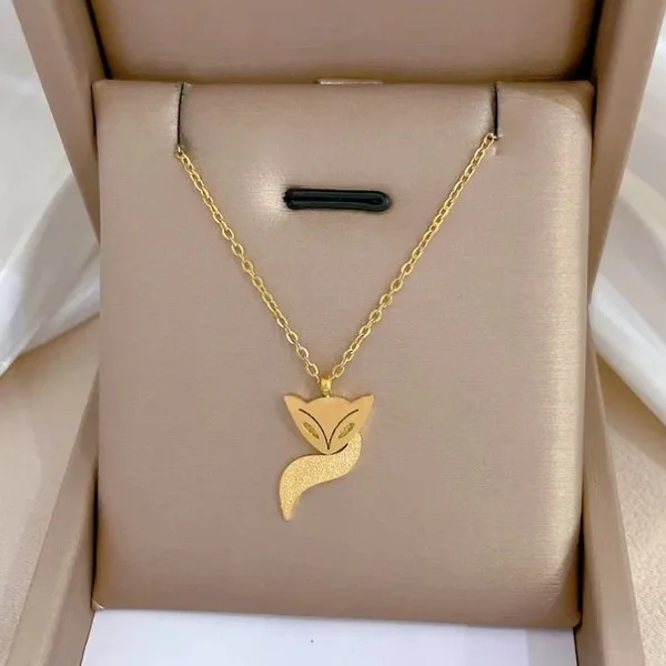 Collier pendentif femme acier inoxydable doré RENARD - Photo 1