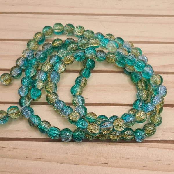 Fil de 105 perles ronde en verre craquelé cristal 8 mm - Photo 2