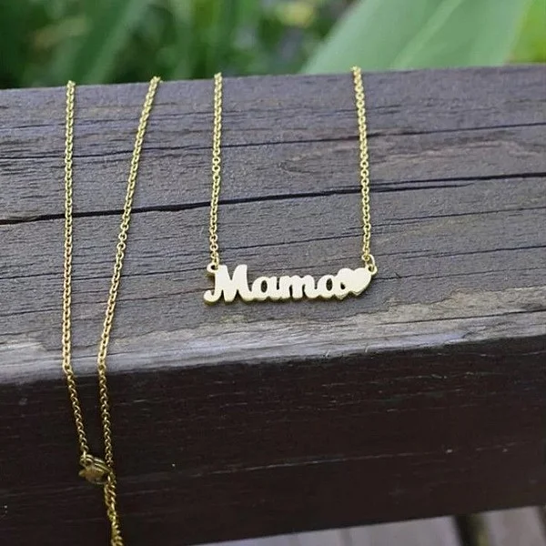 Collier pendentif femme acier inoxydable doré MAMA - Photo 2