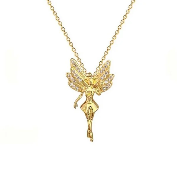 Collier pendentif femme acier inoxydable doré strass FEE - Photo 1