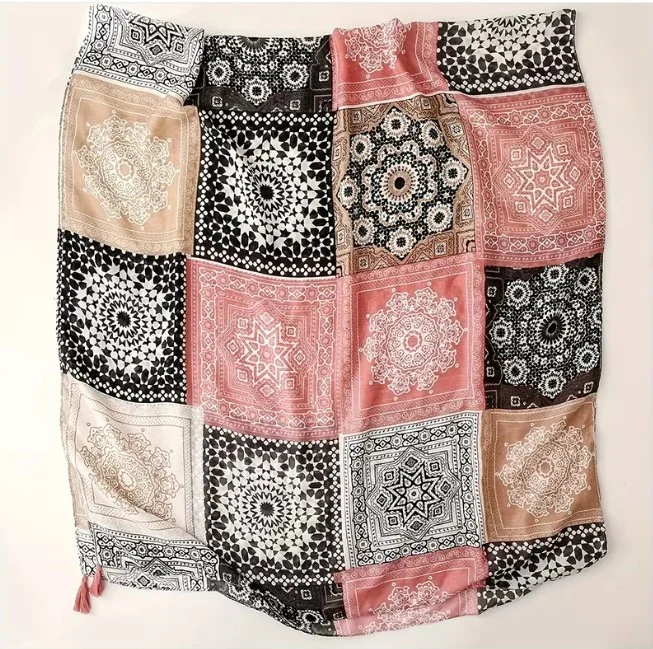Châle Etole femme rectangle à pompons polyester 80 x 180 cm GEOMETRIE - Photo 3