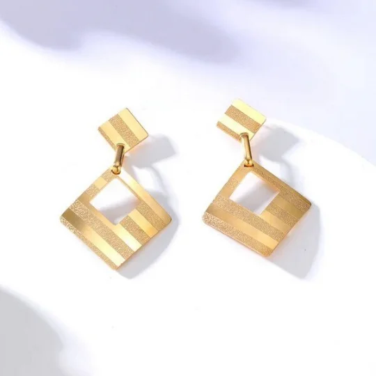 Boucles d'oreille créole femme acier inoxydable doré géométrique
