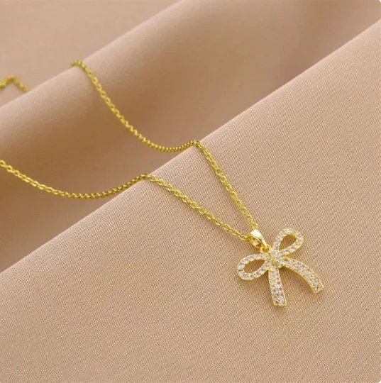 Collier pendentif femme acier inoxydable doré zircon NOEUX - Photo 2