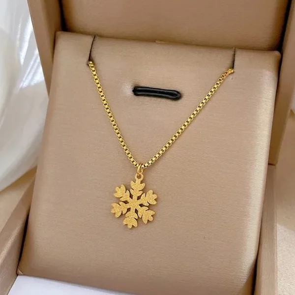 Collier pendentif femme acier inoxydable doré FLOCON