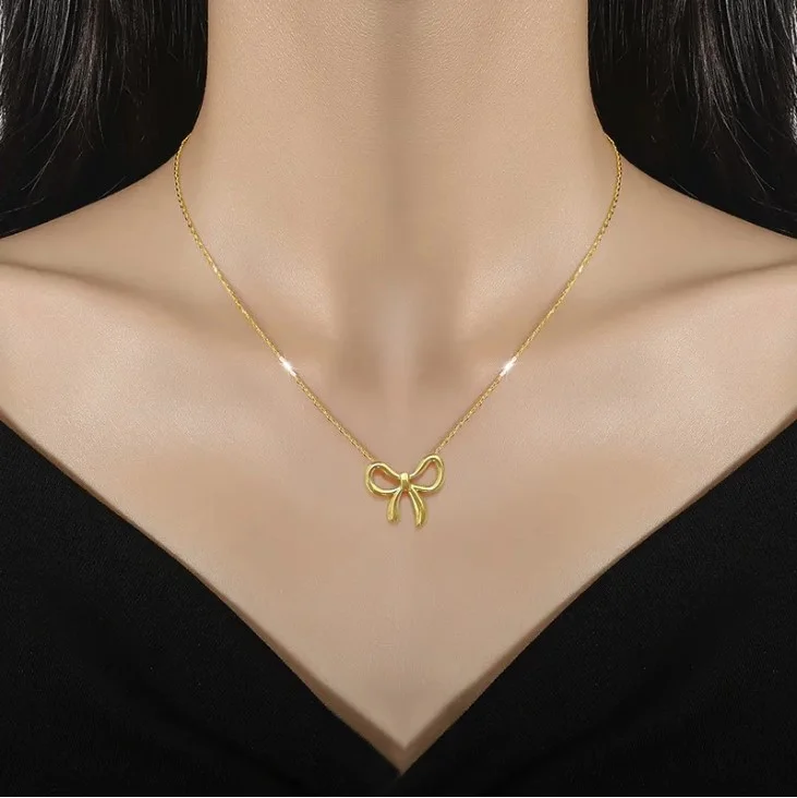 Collier pendentif femme acier inoxydable doré Noeux - Photo 2