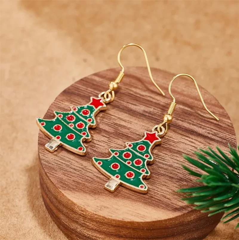 Boucles d'oreille pendante femme doré Etoile SAPIN DE NOEL 200082 - Photo 3