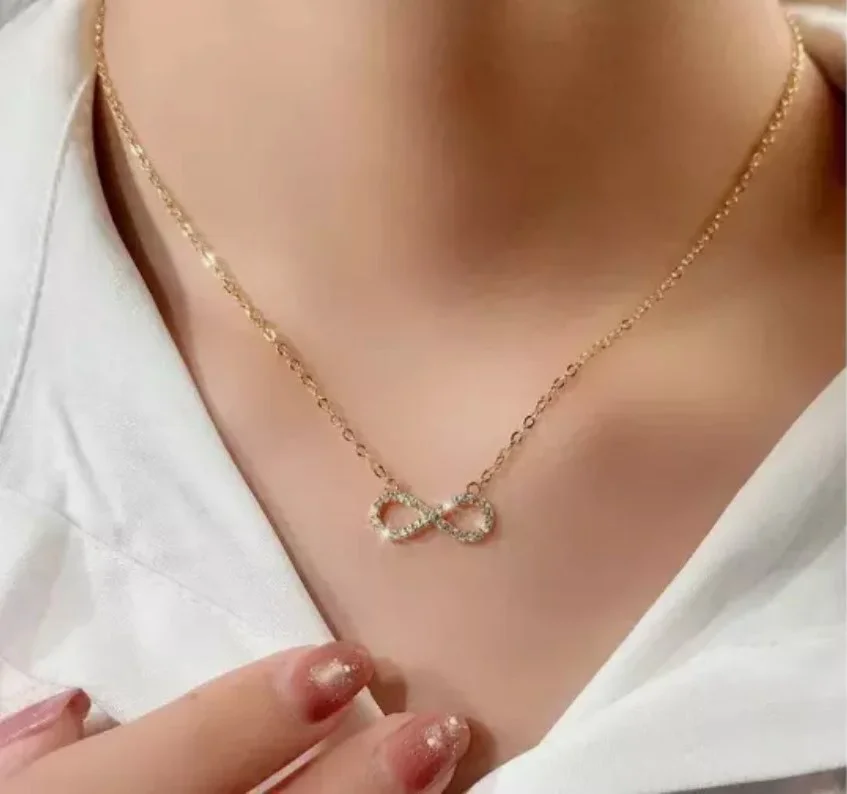 Collier pendentif femme acier inoxydable zircon Infini - Photo 3