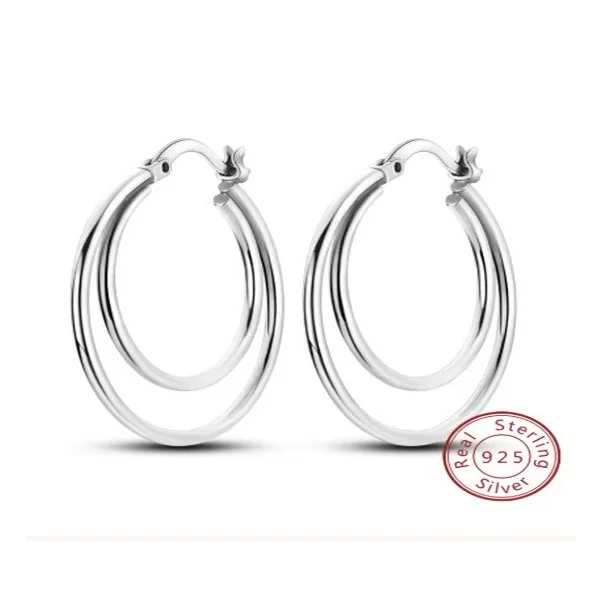 Boucles d’oreille deux créoles femme argent 925 30 mm KTE 136 - Mapierrine