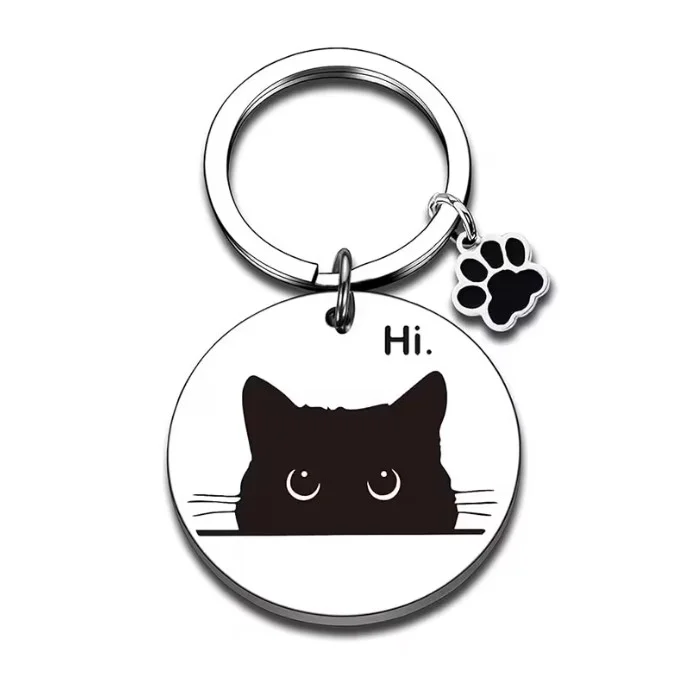 Porte clefs en acier inoxydable argenté Chat patte de chat - Mapierrine