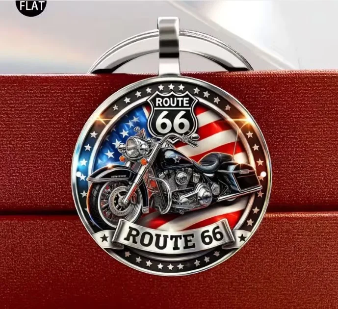 Porte clefs en acier inoxydable argenté Route 66 70164 - Photo 1