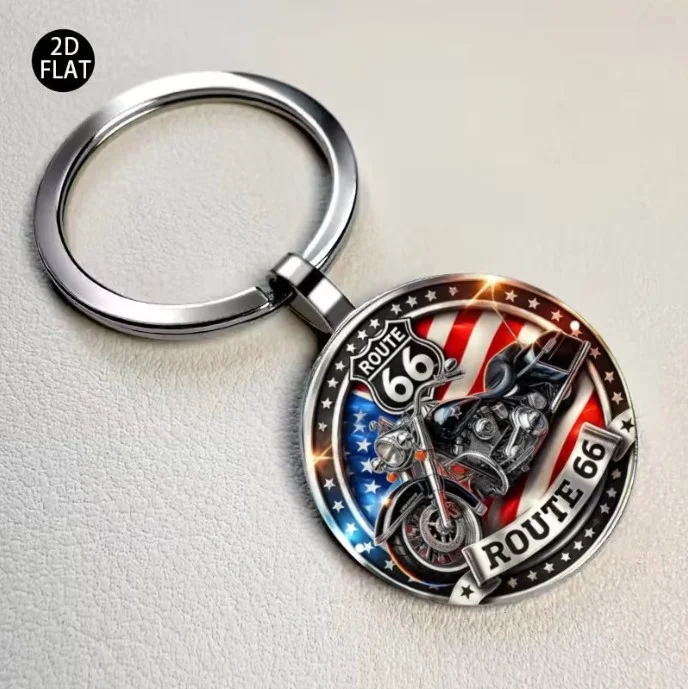 Porte clefs en acier inoxydable argenté Route 66 70164 - Photo 2