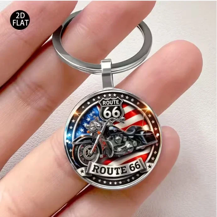 Porte clefs en acier inoxydable argenté Route 66 70164 - Photo 3