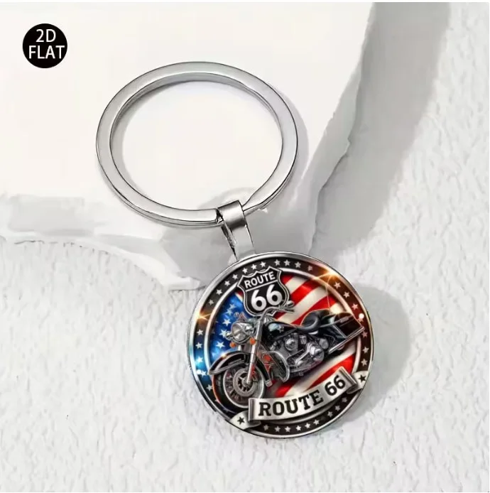 Porte clefs en acier inoxydable argenté Route 66 70164 - Photo 4