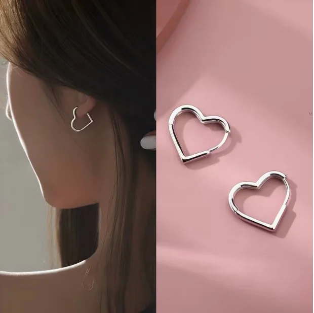 Boucles d'oreille créoles femme acier inoxydable doré argenté COEUR 96637 - Photo 5